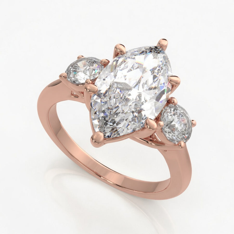 Hana 3.2 Carat Marquise Cut 3 Stone Engagement Ring