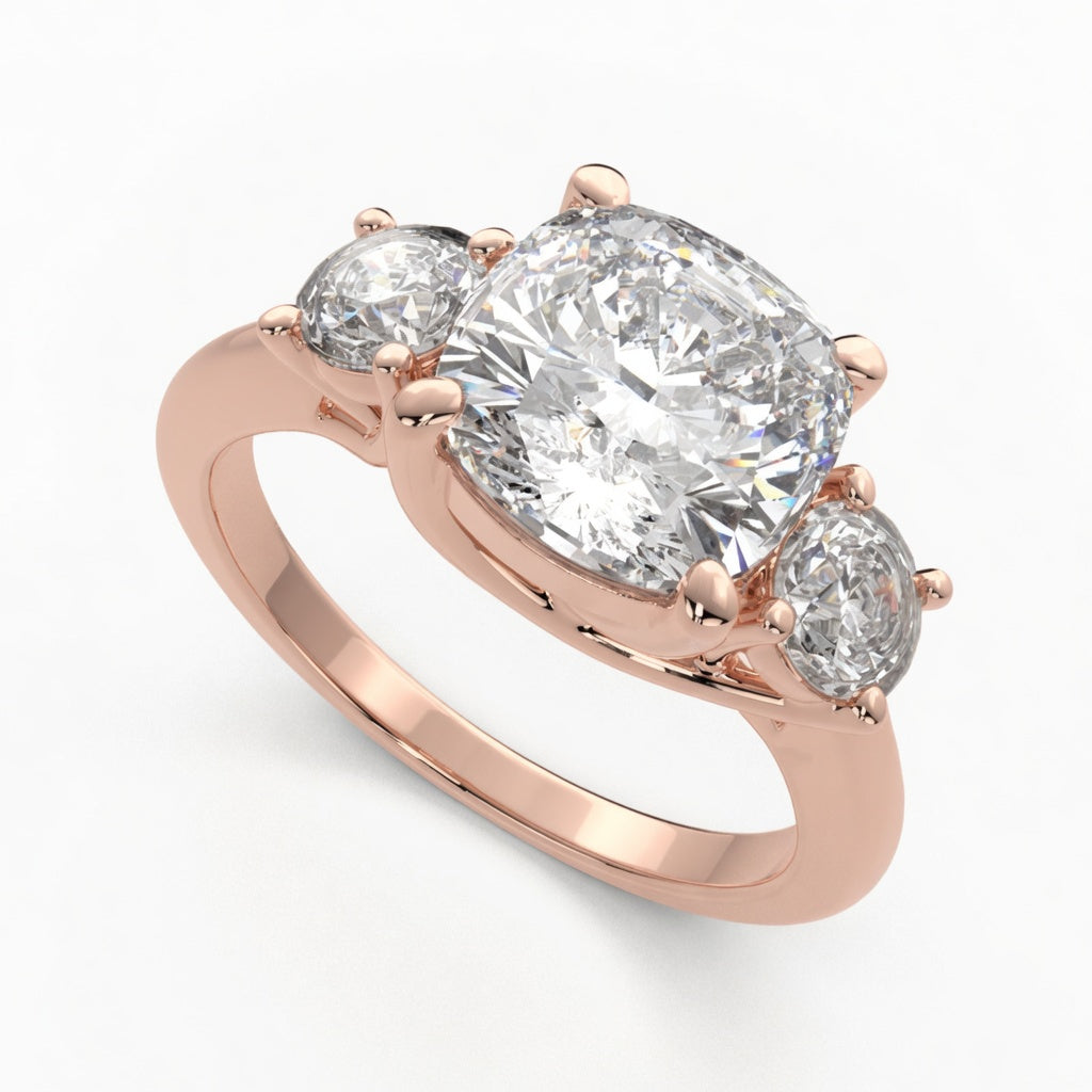 Hana 4.2 Carat Round Cut 3 Stone Engagement Ring