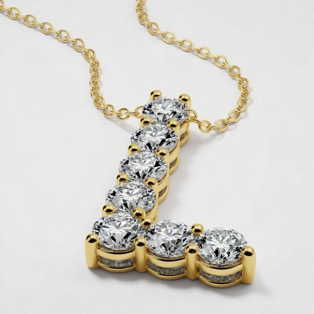 1.00 CTW Round Lab-Grown Diamond Initial L Personalized Pendant (D–F / VS1–VS2)
