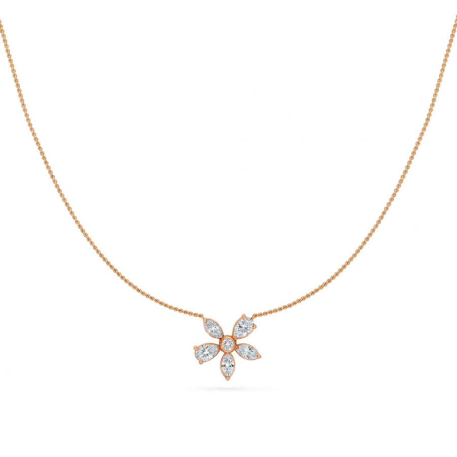 0.9 Ct Marquise Round Pear Cut Diamond Pendant Necklace VS1 D-F White Gold 14k