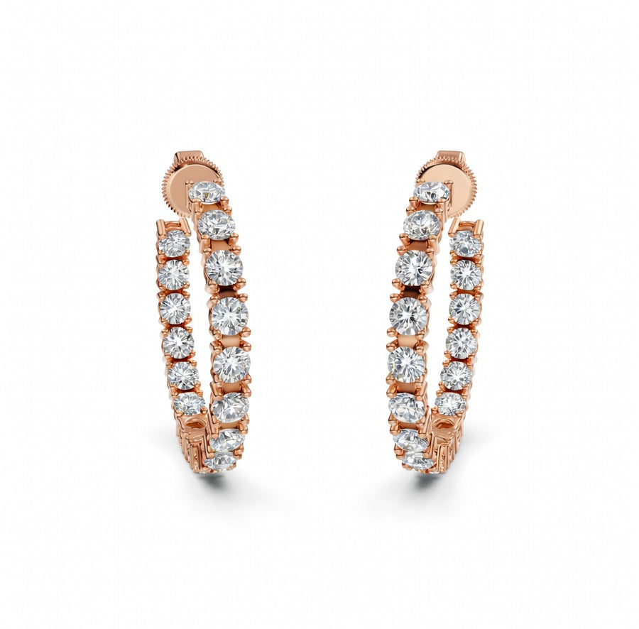 3.28 ct Round Cut Hoop Prong Butterfly Diamond Earrings VS1 D White Gold 14k