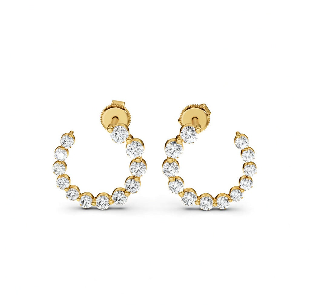 1.77 ct Round Cut Hoop Prong Butterfly Diamond Earrings VS1 D White Gold 14k