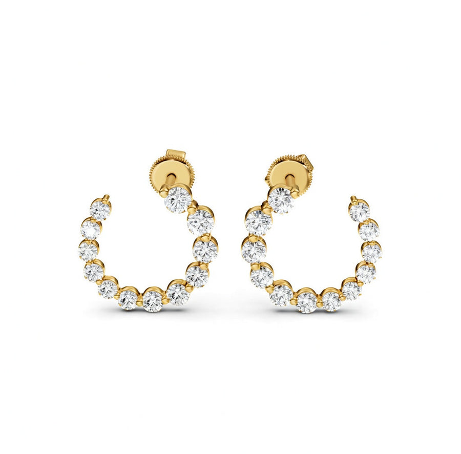 1.77 ct Round Cut Hoop Prong Butterfly Diamond Earrings VS1 D White Gold 14k
