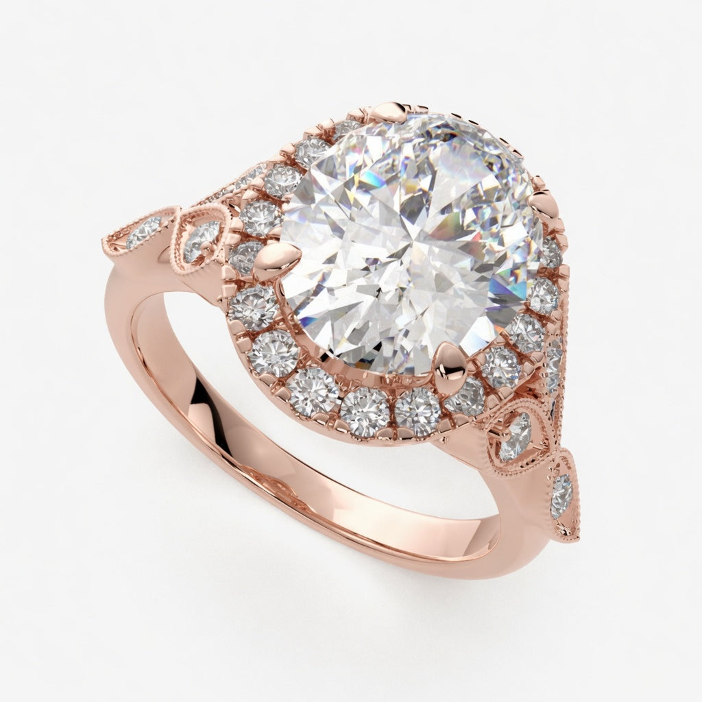 Ada 2.35 Carat Oval Cut Halo Pave Engagement Ring