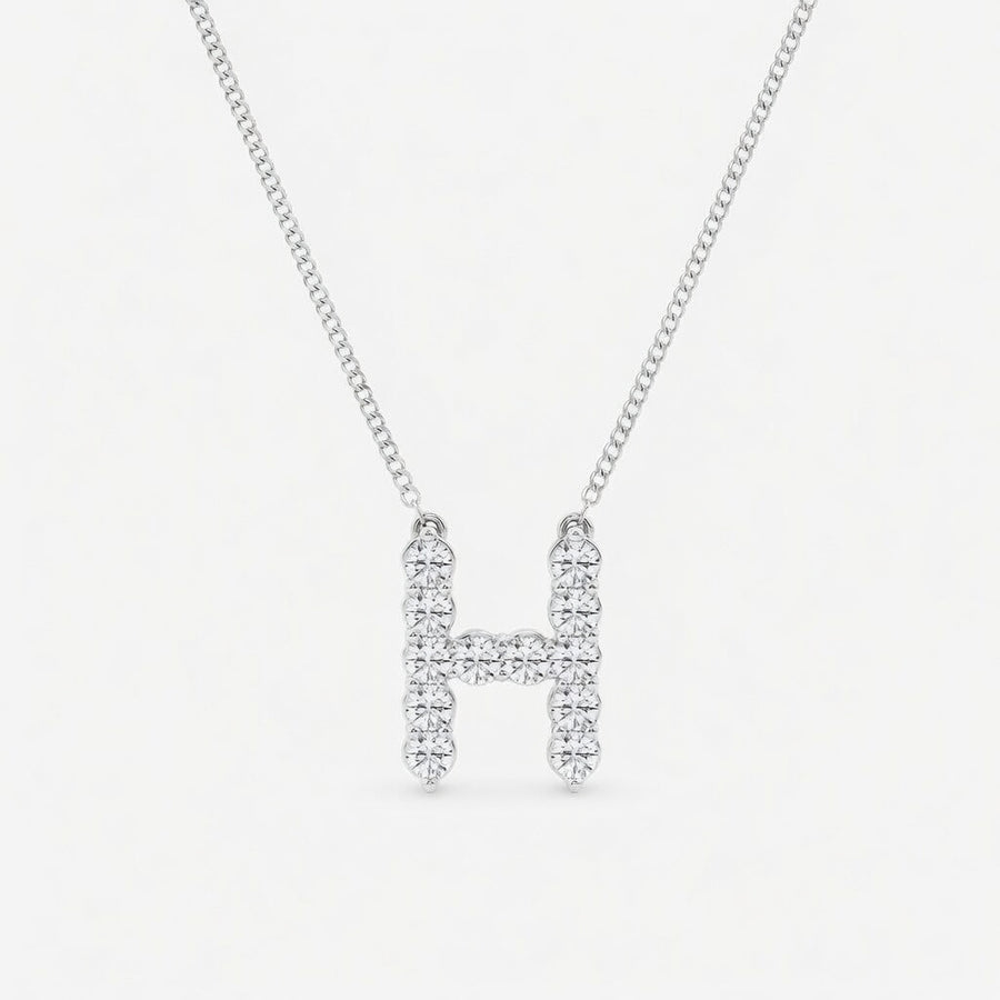 1.00 CTW Round Lab-Grown Diamond Initial H Personalized Pendant (D–F / VS1–VS2)
