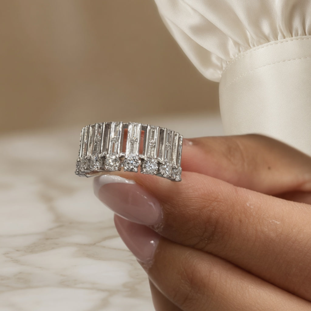 1.32 CT Lab-Grown Diamond Band Ring in 14K White Gold (D–F / VS1–VS2)