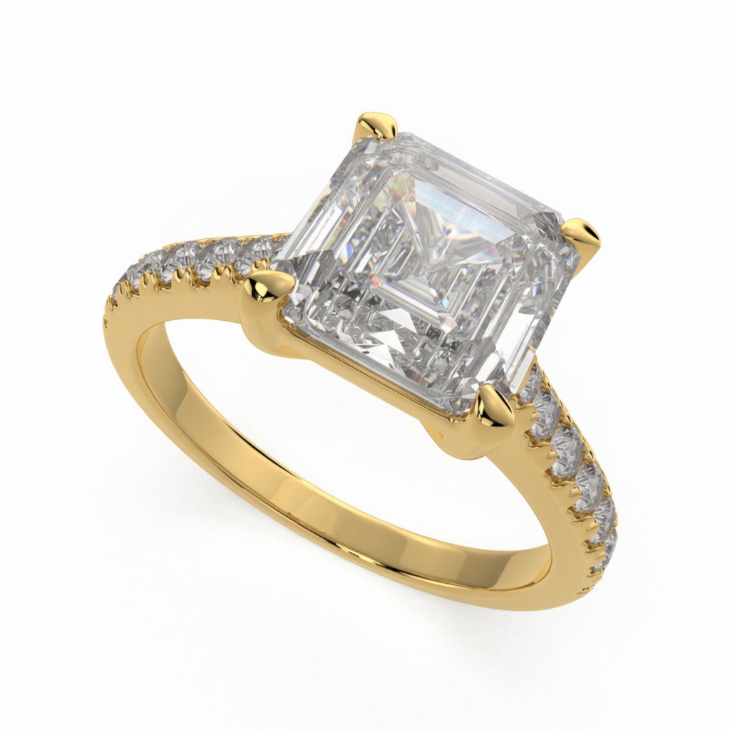 Ginevra 4.2 Carat Emerald Cut Tapered Engagement Ring