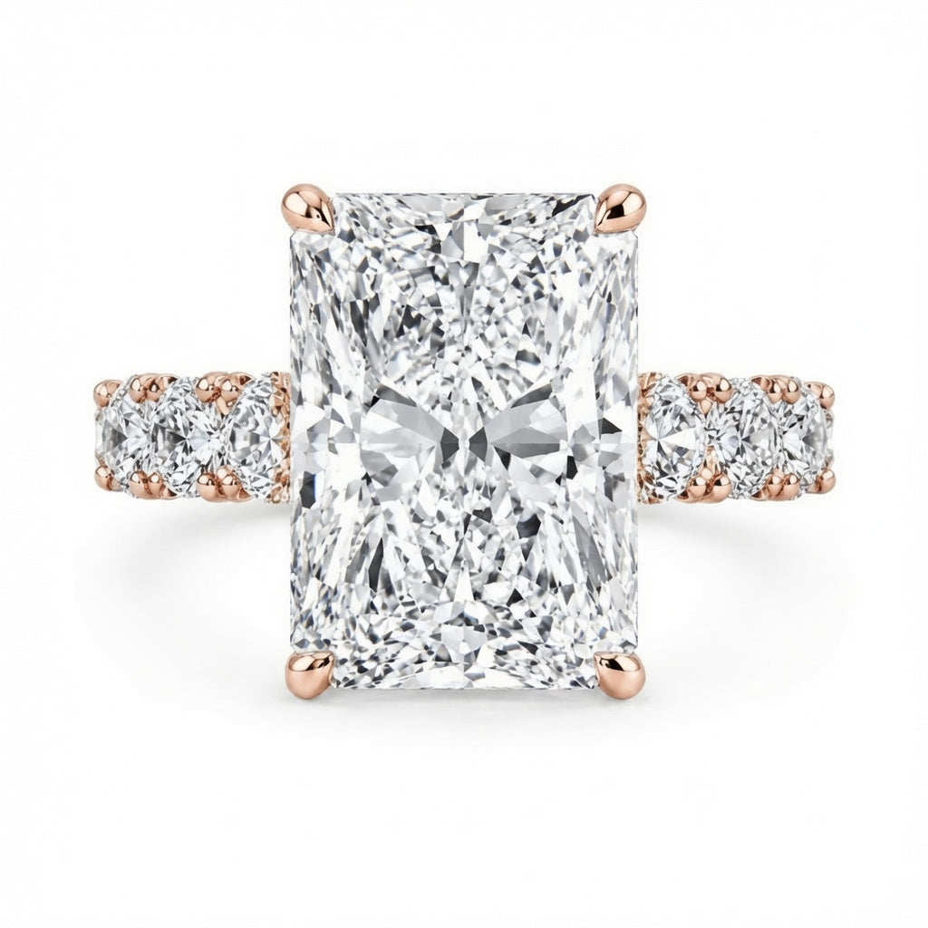 4.00 CT Radiant Cut Lab-Grown Diamond Hidden Halo Engagement Ring in 14K White Gold – Statement Bridal Design