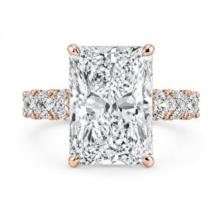 4.00 CT Radiant Cut Lab-Grown Diamond Hidden Halo Engagement Ring in 14K White Gold – Statement Bridal Design