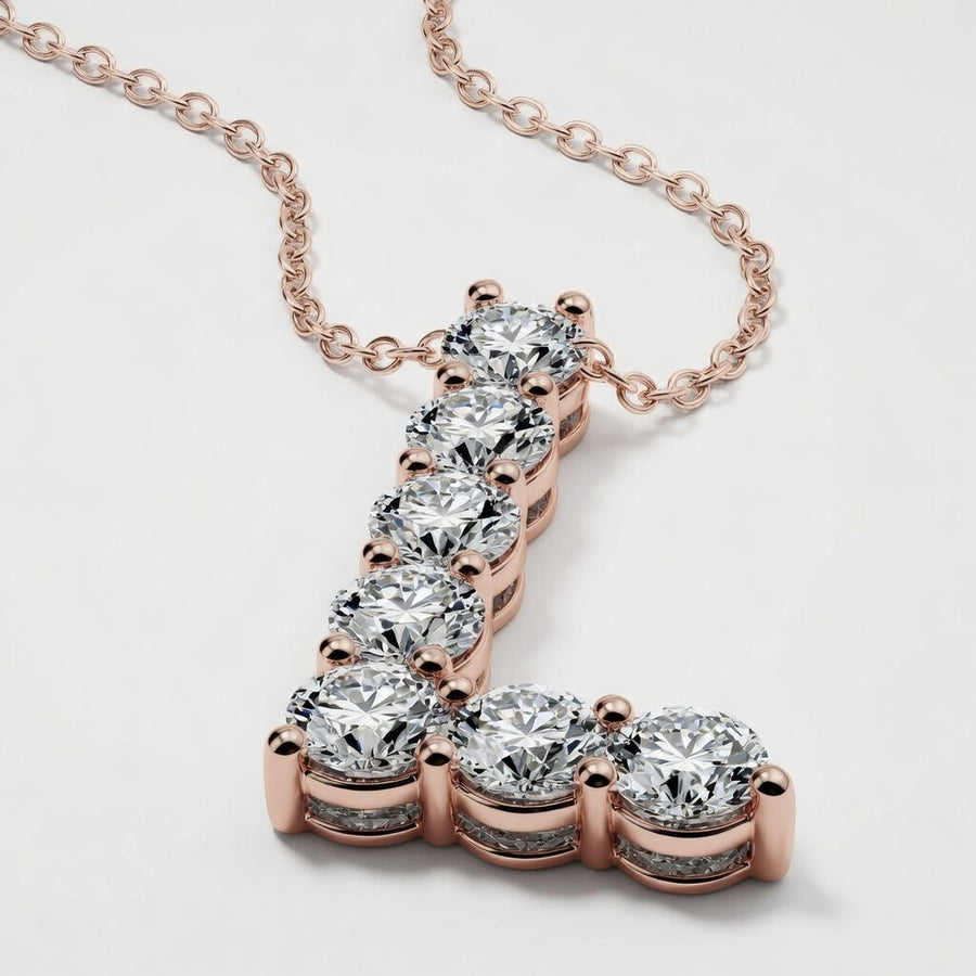 1.00 CTW Round Lab-Grown Diamond Initial L Personalized Pendant (D–F / VS1–VS2)