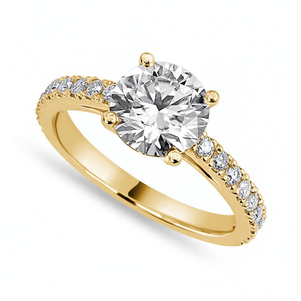 Zara 2.39 ct Lab Grown Round Cut Pave 4 Prong Diamond Engagement Ring