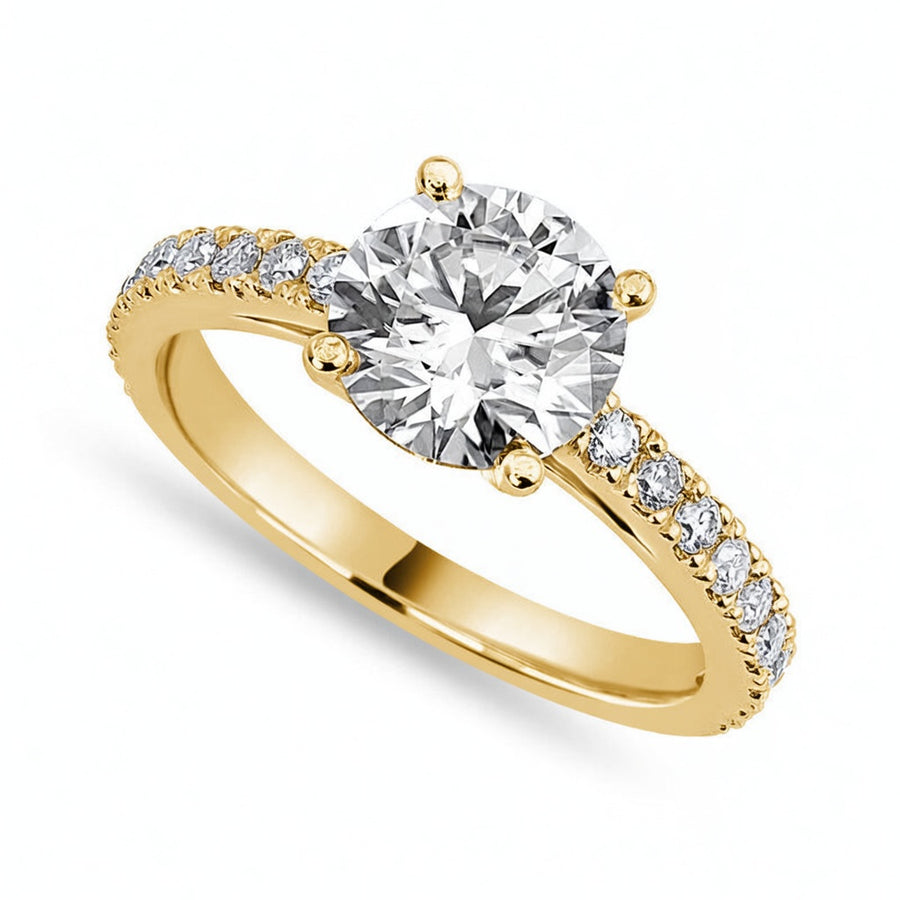 Riley 1.68 ct Lab Grown Round Cut Pave 4 Prong Diamond Engagement Ring