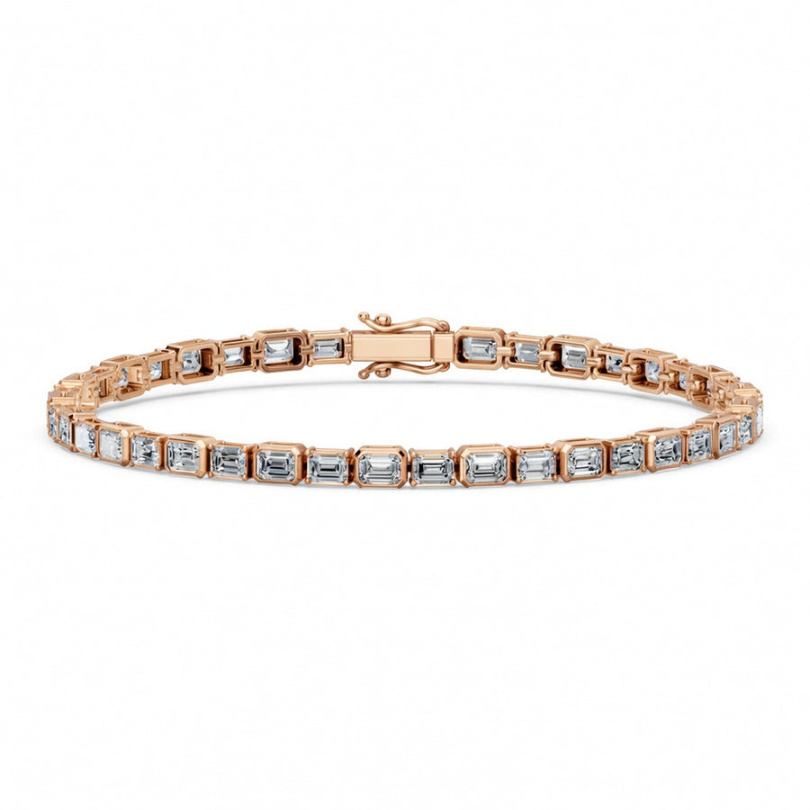 6.72 Carat Emerald Cut Diamond Tennis Bracelet VS1 D F White Gold 14k