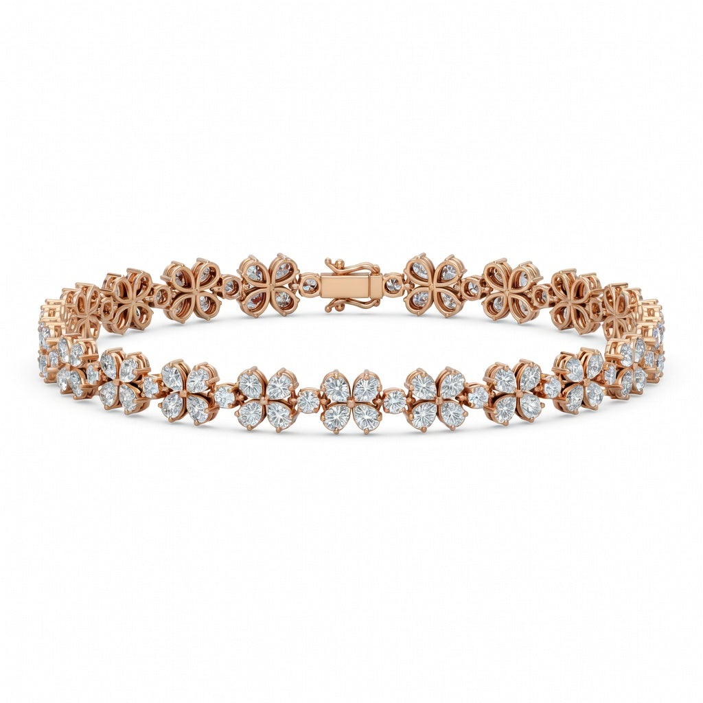 6.49 Carat Pear Cut Diamond Tennis Bracelet VS1 D F White Gold 14k