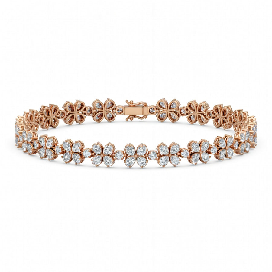 6.49 Carat Pear Cut Diamond Tennis Bracelet VS1 D F White Gold 14k