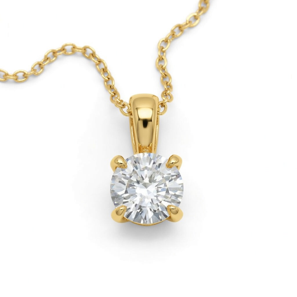 14K White Gold Twisted Floral Solitaire Lab-Grown Diamond Pendant (1.00 CTW – D–F / VS1–VS2)