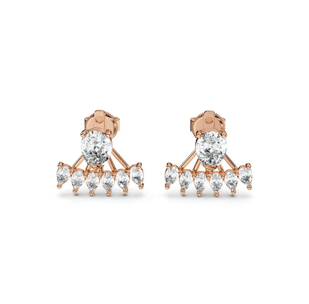 2.01 ct Pear Cut Stud Cluster Butterfly Diamond Earrings VS1 D White Gold 14k