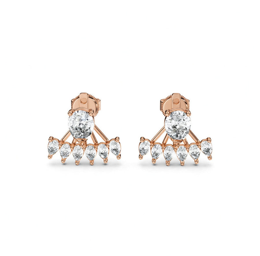 2.01 ct Pear Cut Stud Cluster Butterfly Diamond Earrings VS1 D White Gold 14k