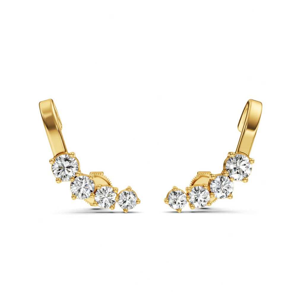 1.65 ct Round Cut Climber Prong Butterfly Diamond Earrings VS1 D White Gold 14k