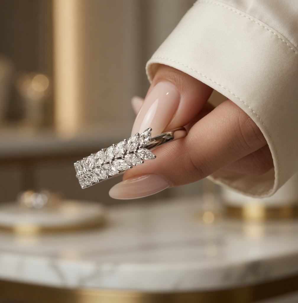 1.00 CT Lab-Grown Diamond Half Eternity Ring in 14K Yellow Gold (D–F / VS1–VS2)