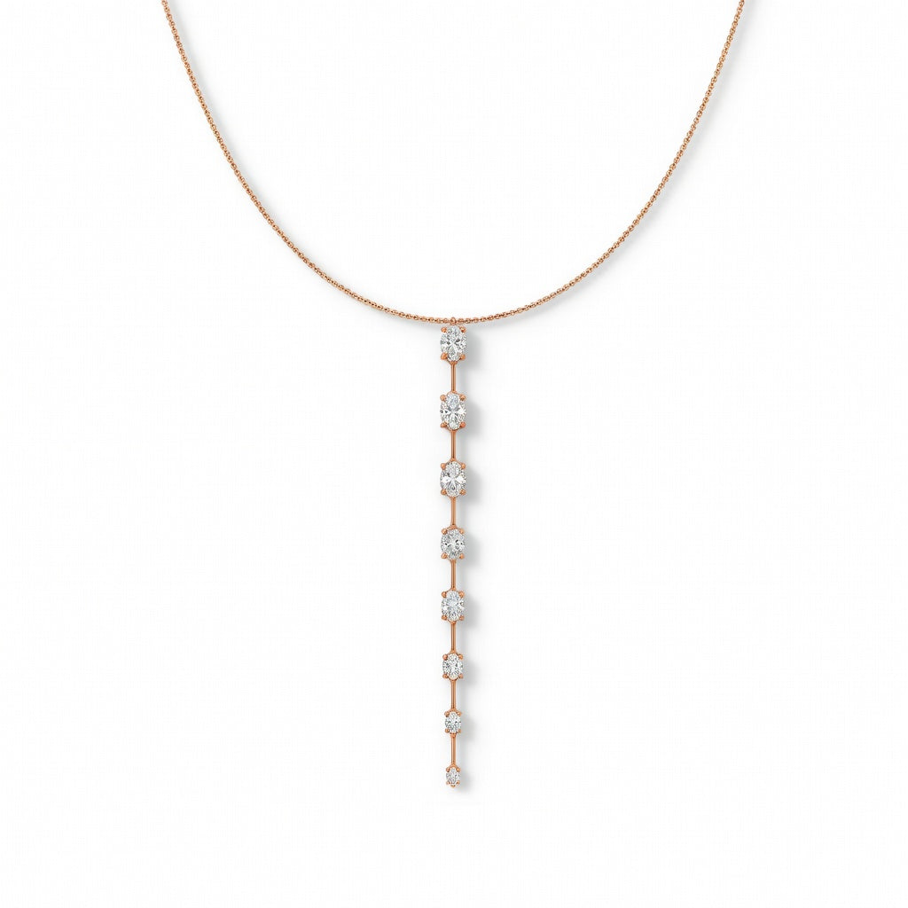 1.5 Ct Oval Cut Diamond Lariat Necklace VS1 D-F White Gold 14k