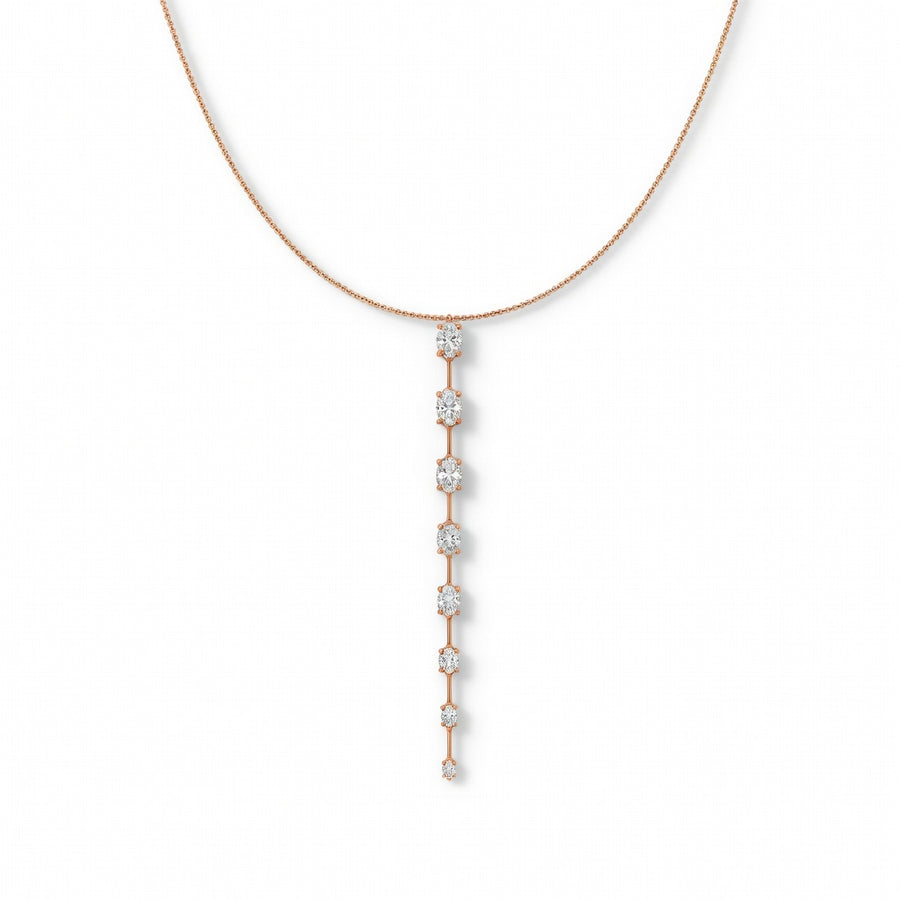 1.5 Ct Oval Cut Diamond Lariat Necklace VS1 D-F White Gold 14k