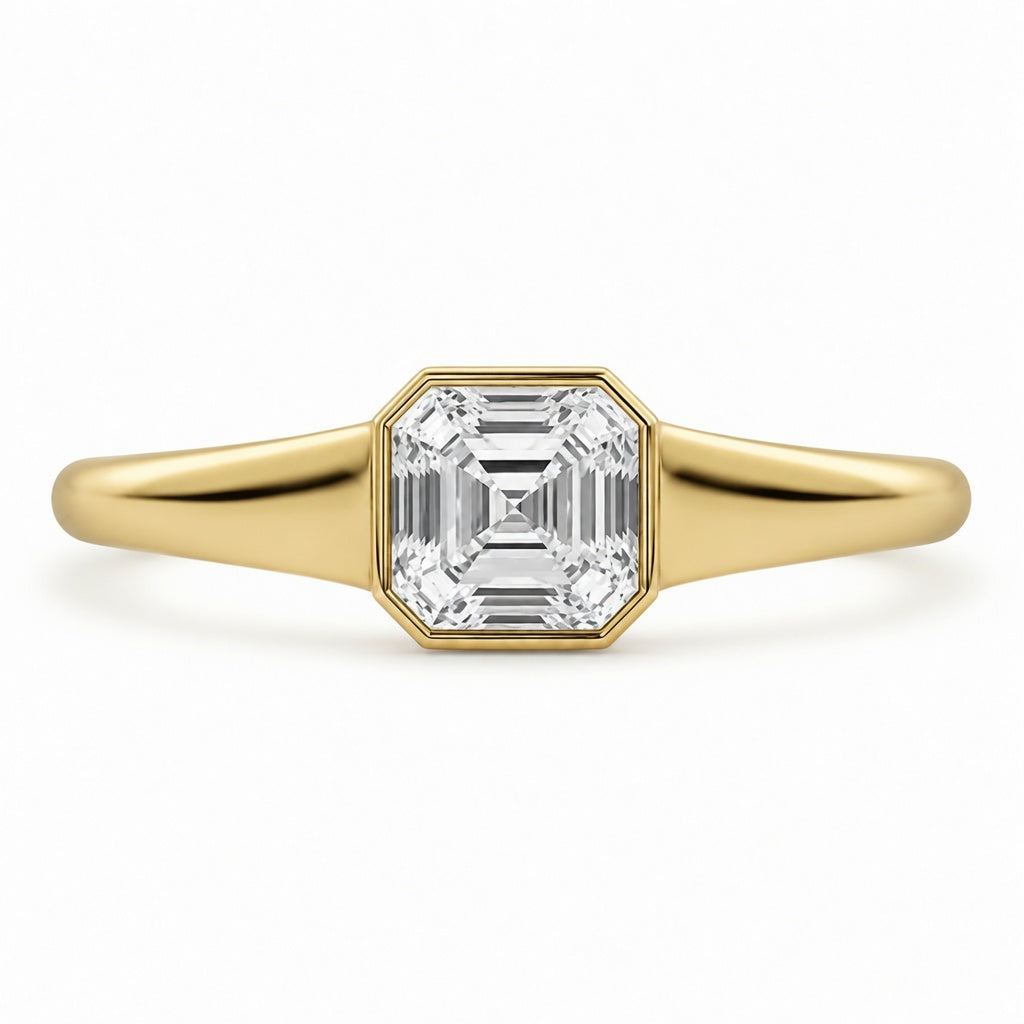 2.00 CT Asscher Cut Lab-Grown Diamond Signet Ring in 14K White Gold – Modern Statement Ring for Women