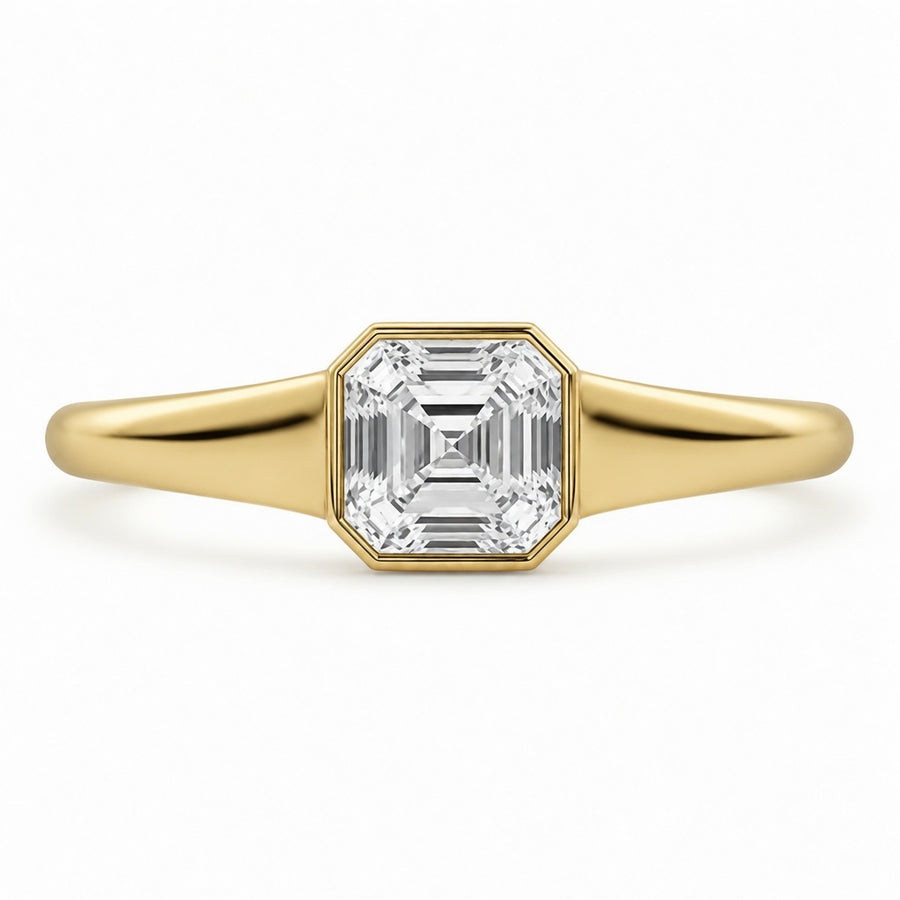 2.00 CT Asscher Cut Lab-Grown Diamond Signet Ring in 14K White Gold – Modern Statement Ring for Women