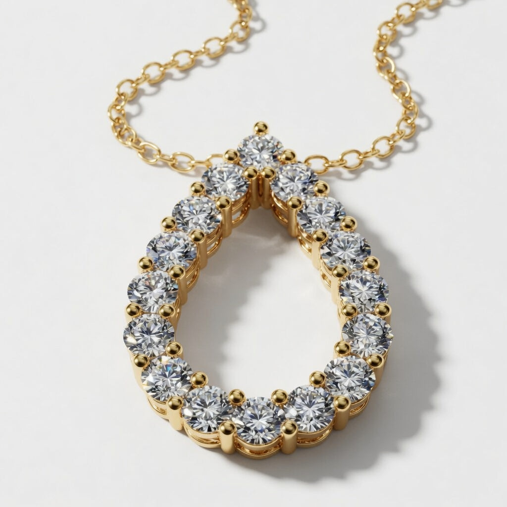 1.00 CTW Round Lab-Grown Diamond Teardrop Pendant with Adjustable Chain (D–F / VS1–VS2)
