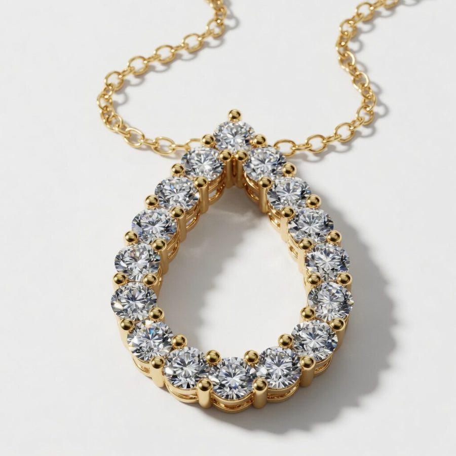 1.00 CTW Round Lab-Grown Diamond Teardrop Pendant with Adjustable Chain (D–F / VS1–VS2)
