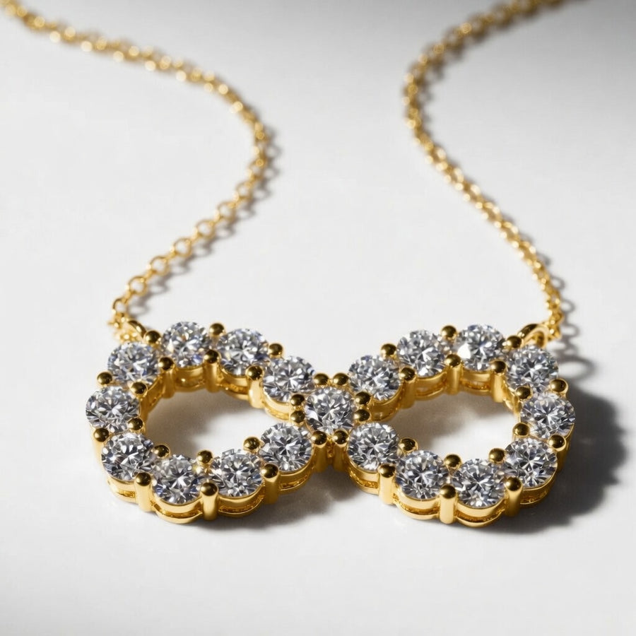 1.00 CTW Round Lab-Grown Diamond Infinity Pendant with Adjustable Chain (D–F / VS1–VS2)