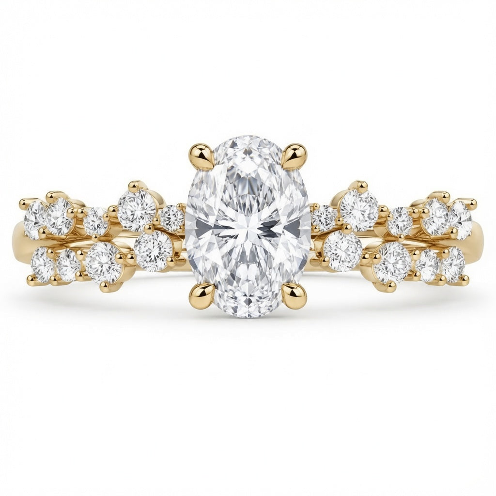 2.00 CT Oval Lab-Grown Diamond 2PCS Bridal Set in 14K White Gold – Matching Wedding Ring Design