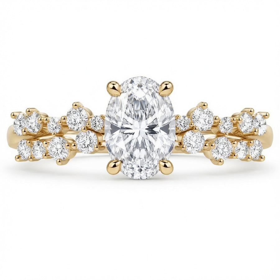 2.00 CT Oval Lab-Grown Diamond 2PCS Bridal Set in 14K White Gold – Matching Wedding Ring Design