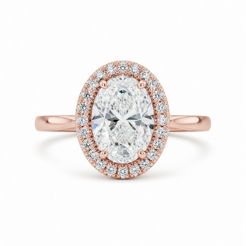 2.00 CT Oval Cut Lab-Grown Diamond Double Hidden Halo Engagement Ring in 14K White Gold – Classic Celebrity Style Design
