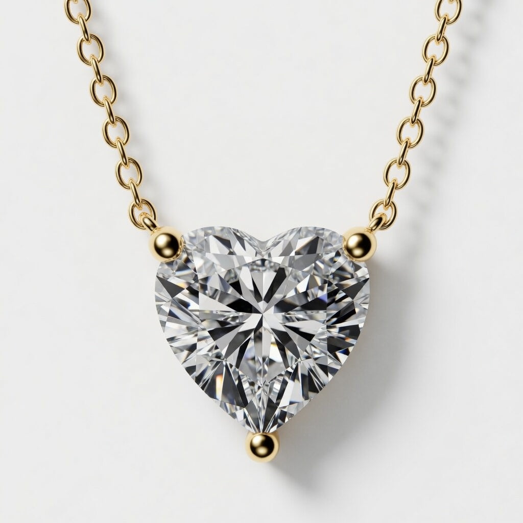 3.00 Carat Heart Shape Lab-Grown Diamond Solitaire Pendant VS1 D-F 14K White Gold