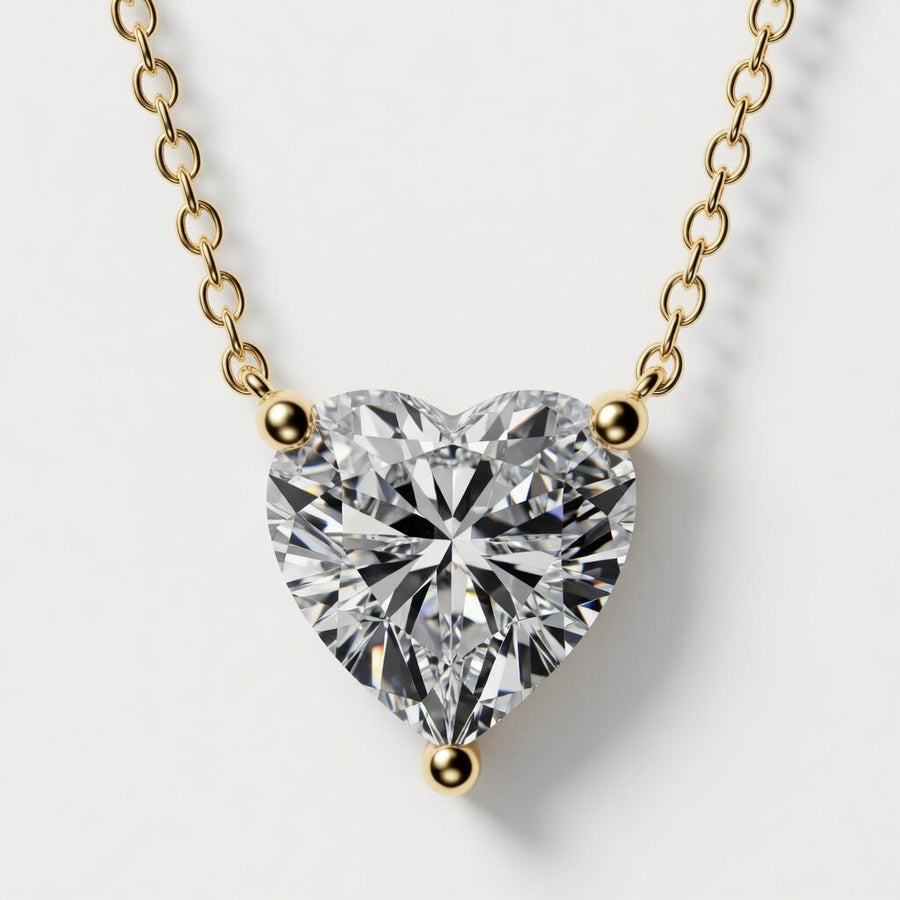 3.00 Carat Heart Shape Lab-Grown Diamond Solitaire Pendant VS1 D-F 14K White Gold