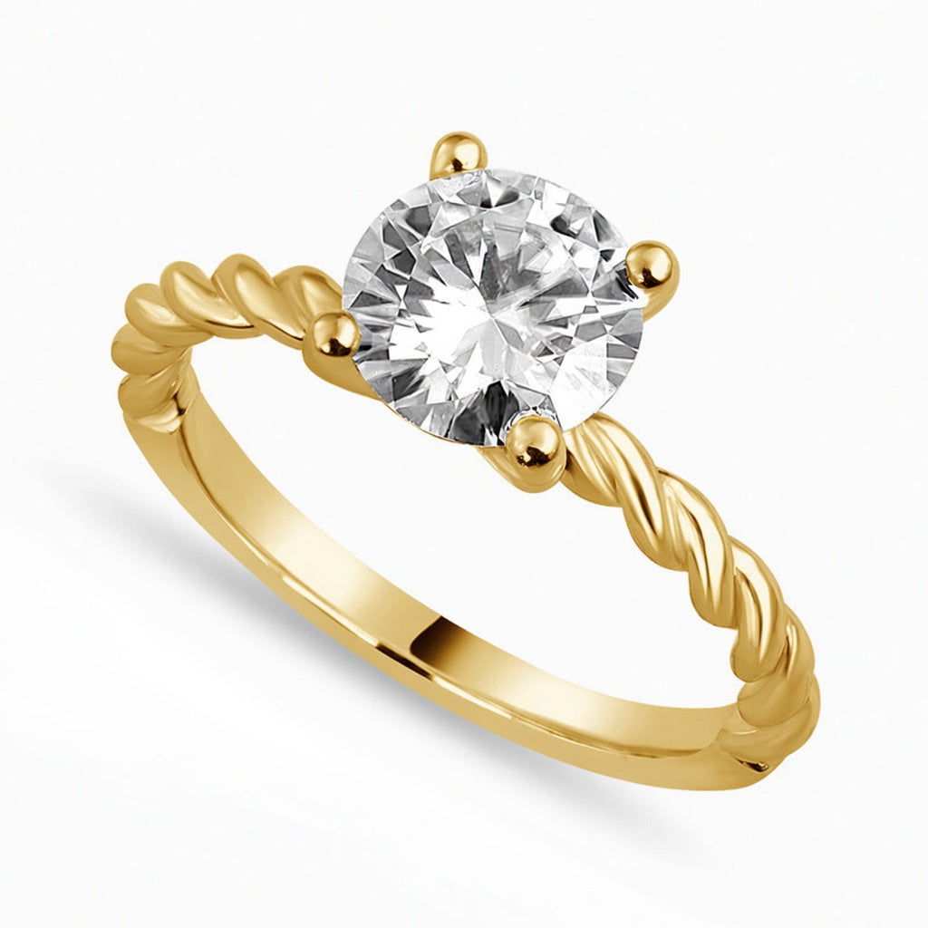 Aurora 2 ct Lab Grown Round Cut Twist Rope Diamond Engagement Ring