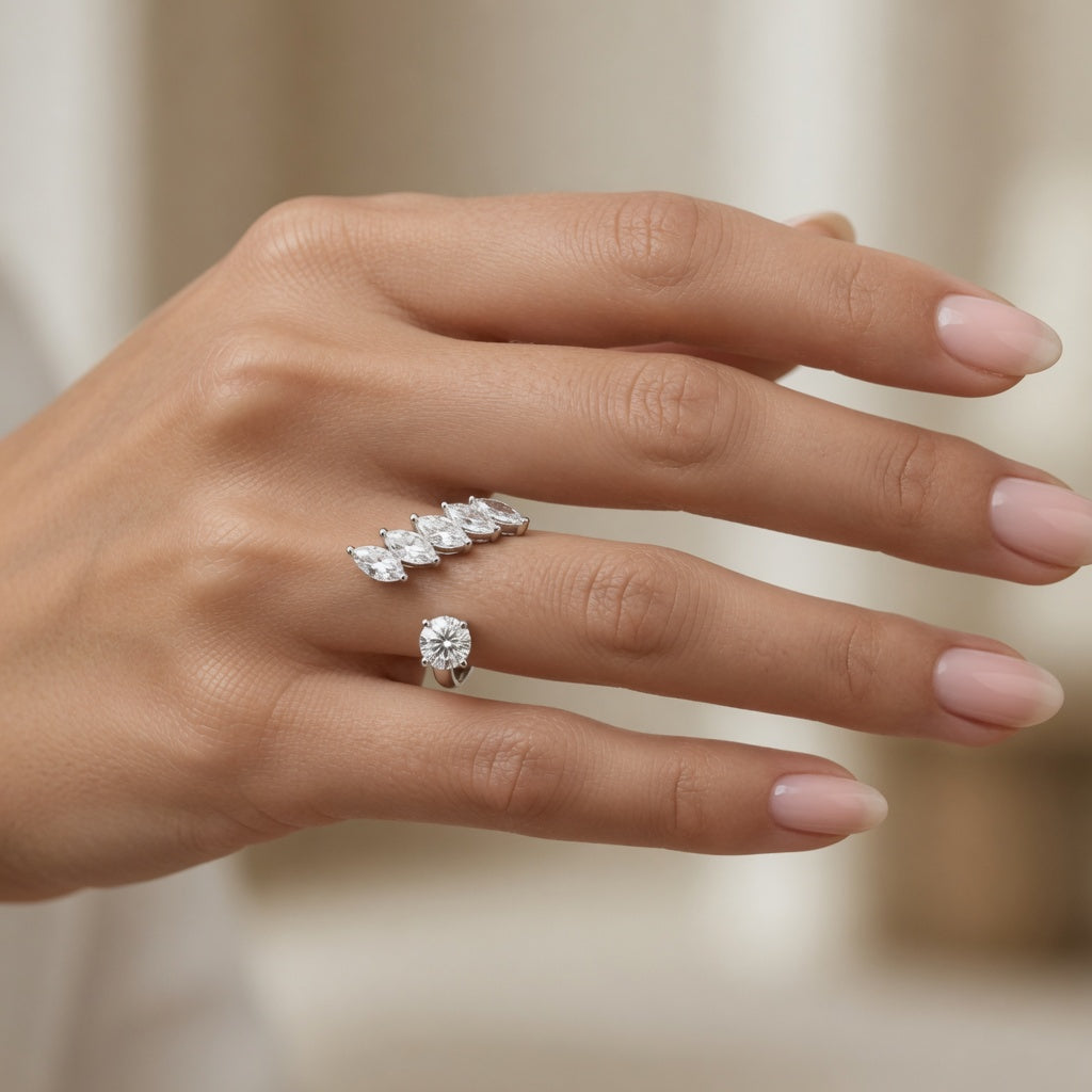 1.50 CT Lab-Grown Diamond Wrap Fashion Ring in 14K White Gold (D–F / VS1–VS2)