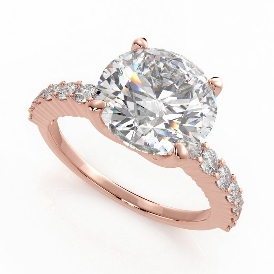 Lavinia 1.35 Carat Round Cut Side Stone 4 Prong Engagement Ring