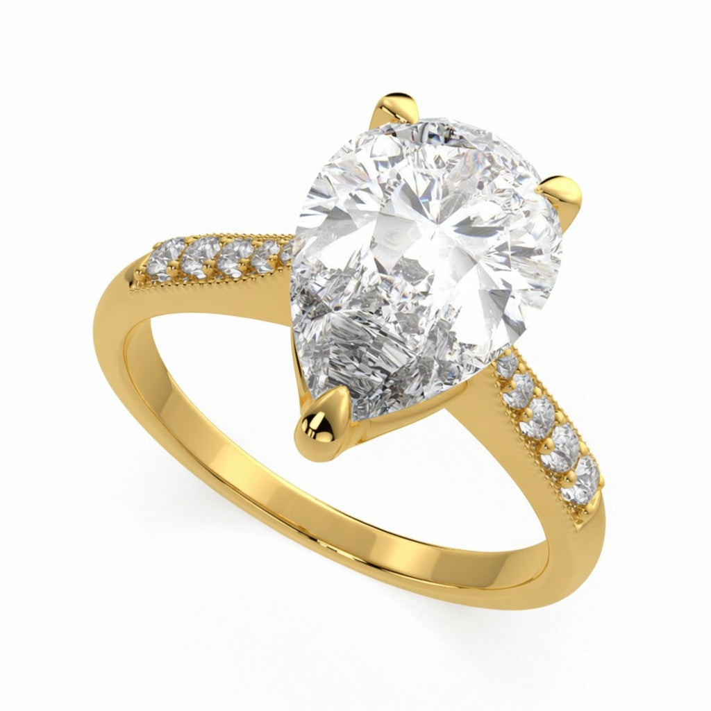 Federica 4.4 Carat Pear Cut 4 Prong Engagement Ring