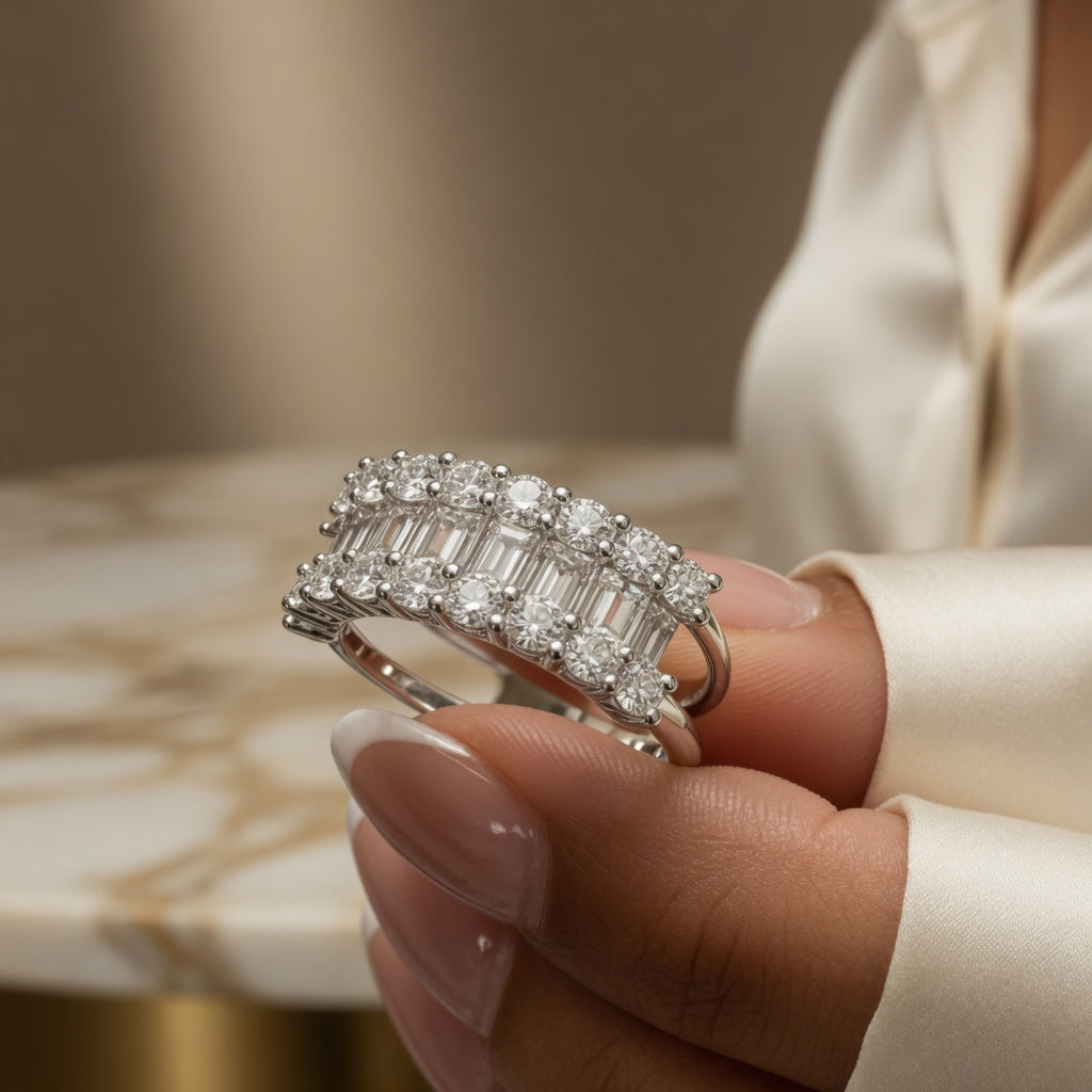 1.96 CT Lab-Grown Diamond Band Ring in 14K White Gold (D–F / VS1–VS2)