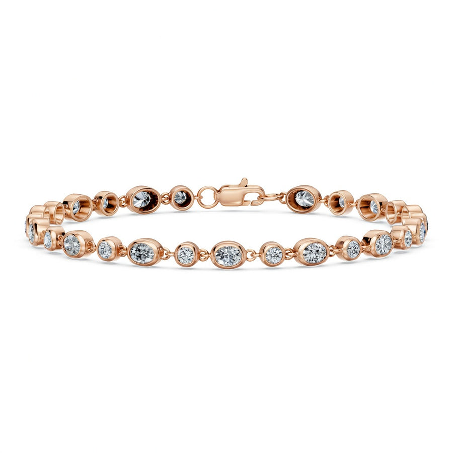 3.38 Carat Oval Round Cut Diamond Tennis Bracelet VS1 D F White Gold 14k