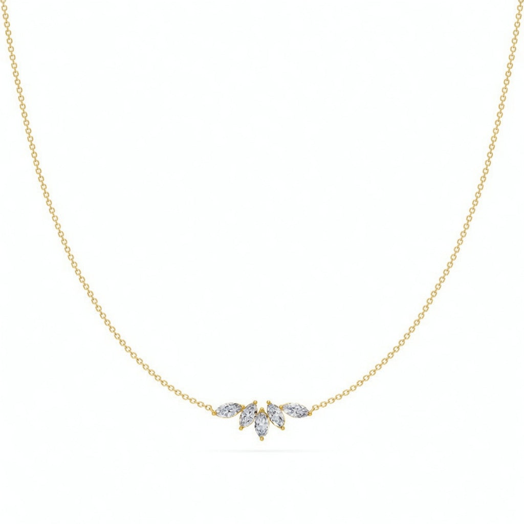 0.5 Ct Marquise Cut Diamond Chain Necklace VS1 D-F White Gold 14k