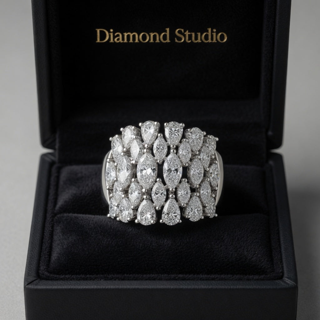 4.05 CT Lab-Grown Diamond Dome Fashion Ring in 14K White Gold (D–F / VS1–VS2)
