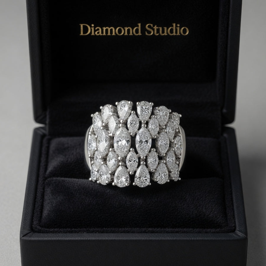 4.05 CT Lab-Grown Diamond Dome Fashion Ring in 14K White Gold (D–F / VS1–VS2)