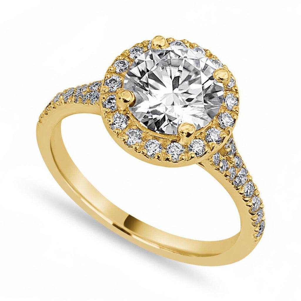 Lucia 2.62 ct Lab Grown Cushion Cut Double Claw Pave Diamond Engagement Ring