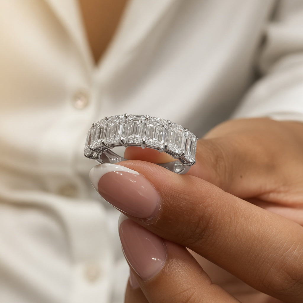 Diamond Half Eternity Ring 3.91 Carat Yellow Gold 14K