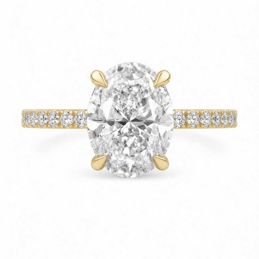 3.00 CT Oval Lab-Grown Diamond Hidden Halo Engagement Ring in 14K White Gold – IGI Certified Bridal Design