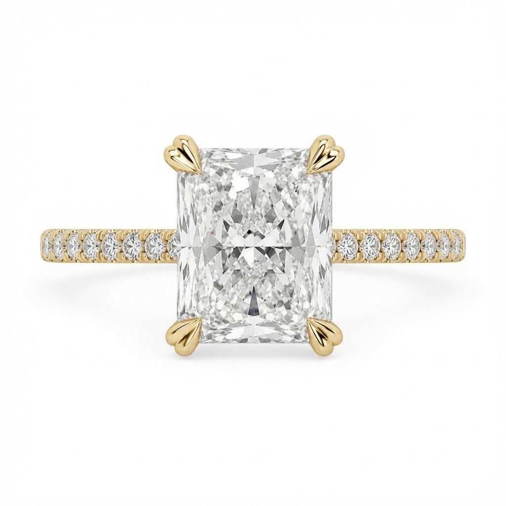 3.50 CT Radiant Cut Lab-Grown Diamond Hidden Halo Engagement Ring in 14K White Gold – IGI Certified Solitaire Design