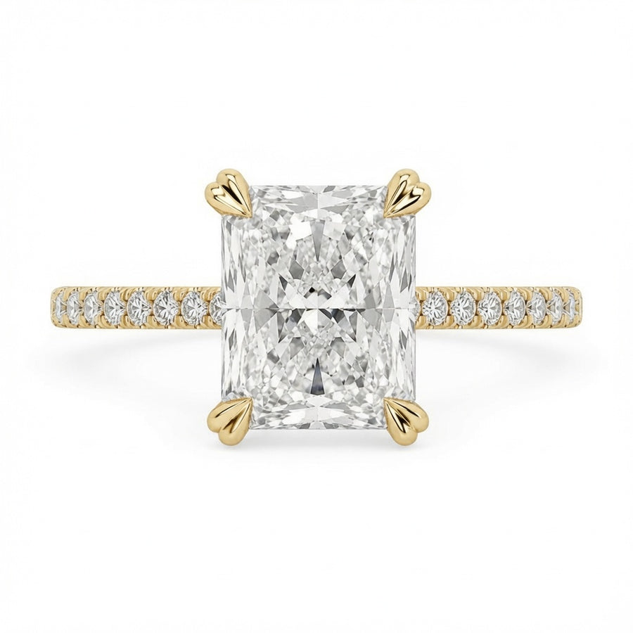 3.50 CT Radiant Cut Lab-Grown Diamond Hidden Halo Engagement Ring in 14K White Gold – IGI Certified Solitaire Design